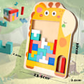 Miniatyrbillede 1 af 5: Træ Tetris Puslespil til Børn (Giraf), 3D Puslespil Montessori Legetøj