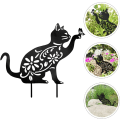 Miniatyrbilde 3 av 5: Hagedekorasjon i metall, katt, 1 stk, hul
