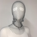 Miniatyrbilde 2 av 3: Glitrende Krystall Ansikts Slør Mesh Rhinestone Hodedeksel Kjede Hult