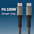 Miniatyrbillede 3 af 5: Datakabel 2-i-1 Hurtig Opladning 5A PD 100W Type-C til Type-C Opladningskabel til Laptop 100cm