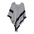 Miniatyrbillede 5 af 5: ##/Vinter bat sweater sort stribet strikket tørklæde 70x70cm##/