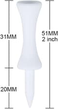 Pakke med 100 Plast Golf-Tees - Hvit 51 mm