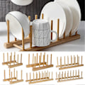 Miniatyrbild 2 av 5: Köksförvaringsställ Bambu Halkfri Platt Tallrik Grytlock Disk Skål Torkställ Organisation Skärbräda Dräneringsställ G