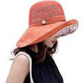 Miniatyrbillede 3 af 5: ##/Mesh Solhatte til Kvinder  UPF UV Beskyttelse  Pakbar  Bred Skygge  Hakesnor##/