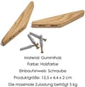 Miniatyrbilde 4 av 5: ##/Sett med 6 vintage trekroker, bæreevne 5 kg, veggkroker, ba##/