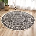 Utendørs teppe mandala teppe rundt 120cm vaskbart bomullsteppe