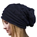 Miniatyrbillede 2 af 2: Damer Mænd Vinter Hæklet Slouch Hat Uld Strikket Beanie Baggy W