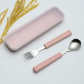 Miniatyrbilde 4 av 5: Rosa bestiksett for barn, 3 deler rustfritt stål gaffel og S