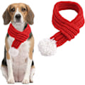 Miniatyrbilde 1 av 5: ##/Julegave Hundeskjerf - M, Rød Strikket Vinterhalskjede for Hund med ##/