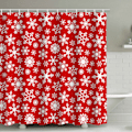 Miniatyrbillede 1 af 5: ##/Julebrusbadforhæng - Rød Snefnug, 180cm x 180cm, Stof B##/