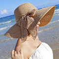 Miniatyrbillede 2 af 5: Damer Floppy Hat Halmhat Bredbremmet Solhat Åndbar Foldbar