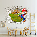 Miniatyrbild 2 av 5: Väggdekaler 3D Brutet Vägg Mario Väggdekaler Mural Dekaler för