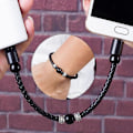 Pikkukuva 2 / 5: Keinonahkainen punottu rannekoru Micro USB Type-C -latauskaapeli datan synkronointijohto Micro USB
