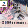 Miniatyrbild 1 av 5: 3 Ask 72st Falska Naglar Korta Naglar Ongle Full Cover Rosa Blå B