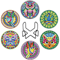 Miniatyrbild 1 av 5: ##/Paket med 6 Diamantmålade Underlägg Uggla Runda##/