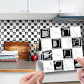 Miniatyrbild 1 av 5: ##/10 st självhäftande 3D-plattor i rutnät 15×15cm - svart och b##/