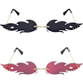 Miniatyrbillede 1 af 4: 2 Par Trendy Stilful Flamme Solbriller Rimløse Farve Spejl Fir
