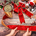 Miniatyrbillede 3 af 5: ##/Ruller af Fløjl Julebånd (Rød, 6,4 cm x 6 yards) Jul##/