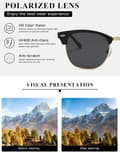 Miniatyrbilde 5 av 5: Luminous Black Frame Vintage Polariserte Solbriller Unisex Retro Halvramme