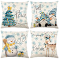 Miniatyrbillede 1 af 6: ##/(4 styk) 4 styk linned firkantede pudebetræk til julebed sofa##/