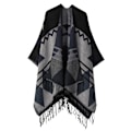Miniatyrbild 1 av 6: ##/Stickad poncho XXL-sjal Elegant mjuk poncho 1 stycke för att hålla dig varm##/