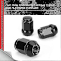 Miniatyrbilde 2 av 5: 24 stk 12x1.5 Hjulmuttere Lukket Ende Bulge Acorn Cone Hjulmuttere, For 2007-2022 Cruiser, 2001-2007 Sequoia Svart