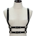 Miniatyrbillede 1 af 6: ##/Punk Talje Bælte Læder Krops Bryst Kæde Sort Goth Vest Bælte Justerbar Krops Smykker til Kvinder Fest Rave Halloween Kostume Piger Cosplay##/