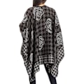 Miniatyrbillede 4 af 5: ##/Dames Modebevidst Blomstermønstret Vendbar Shawl Kappe - Sort, Shawl S##/