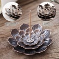 Miniatyrbillede 4 af 5: 2 stk. Lotus Røgelsesholder, Bronze og Forgyldt Bronze, 6 Huller Messing