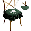 Miniatyrbillede 1 af 5: ##/Mørkegrøn fløjlsstolpude med blonderem##/