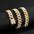 Miniatyrbillede 3 af 6: ##/Cuban Link Kæde til Mænd Iced Out Miami Cuban Link Halskæde Guld Sølvbelagt Halskæder Diamant Kæde Bling Bling Hip Hop Smykker Sølv##/