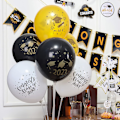 Miniatyrbillede 1 af 5: 2023 Graduation Balloner, 15 stk Ballonsæt Sort Guld Graduation