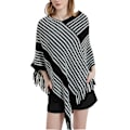 Miniatyrbillede 4 af 5: ##/Vinter bat sweater sort stribet strikket tørklæde 70x70cm##/
