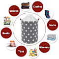 Pikkukuva 3 / 5: /#/Freestanding Laundry Basket Storage Sorter Drawstring Lid Collapsible Thick/#/