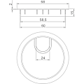 Pikkukuva 1 / 5: Pyöreä johtokansi ?60mm pöydän johtojen upottamiseen
