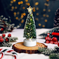 Miniatyrbilde 4 av 6: ##/3 stk Bordplate Juletre med Lys Mini Kunstig Juletre##/