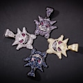 Miniatyrbillede 5 af 5: ##/3-delt Unisex Halskæde med Krystaller Besat Gengar Vedhæng Forgyldt Rustfrit Stål Kæde##/