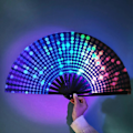 Miniatyrbillede 4 af 5: UV Fluorescerende Foldbar Vifte Bærbar Bambus Håndvifte Karneval Dansefest Kung Fu Vifte med Lyse Farver til Sceneoptrædener Barer Bryllupper A