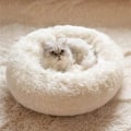 Miniatyrbillede 3 af 5: (40CM, Hvid) Rund Katte- og Hunde seng til Katte Hunde Blød Plys Legetøj
