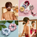 Miniatyrbillede 1 af 5: One Piece Sort Silke Scrunchie Hårring Kvinders Hestehale Holder