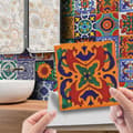 24 stk. selvklebende fliser Mandala fargerike 15x15cm, Kjøkken