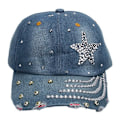 Miniatyrbild 2 av 3: Strass-baseballkeps - Blått pentagram, Co-hatt