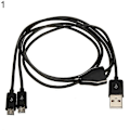 Pikkukuva 1 / 5: USB 2.0 Uros - Micro USB 2.0 Uros 1-2 Y-jakaja Lataus Datakaapeli Johto 100cm
