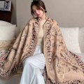 Miniatyrbillede 1 af 5: ##/Falsk cashmere varm dobbeltsidet trykt frynset sjal 180*70cm##/