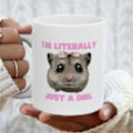 Miniatyrbilde 2 av 5: 350ML Krus med trist hamster, kaffekopp med grep, varmebestandig hvit keramikk, matkvalitet, multifunksjonell te melk vann kopp, meme-fans, bursdagsgave D