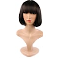 Miniatyrbilde 1 av 5: ##/Lys Brun 1 Del Kort Bob Rett Syntetisk Flat Bangs Varmebestandig Vanlig Parykk##/