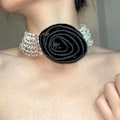 Miniatyrbilde 1 av 5: ##/Fransk damer rose utsmykket krystallperle choker##/