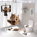 Miniatyrbillede 2 af 3: ##/Sød Kat Selfie Polyester Bruseforhæng-180*200CM##/