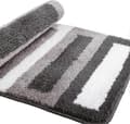 Skridsikker bademåtte køkken tæppe fluffy badeværelse tæppe blød mikrofiber brusemåtte, hurtigtørrende, vandabsorberende, maskinvaskbar - 40 x 60 cm grå
