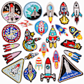Miniatyrbillede 1 af 2: ##/24 stk. Stryge-på Broderi-lapper Planet Broderi##/